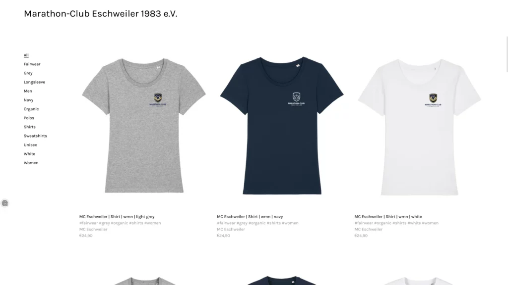 T-Shirts im Online Shop abgebildet